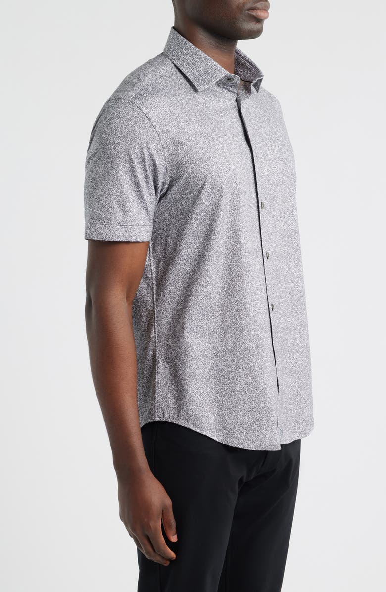 Bugatchi Miles OoohCotton<sup>®</sup> Floral Short Sleeve Button-Up Shirt, Alternate, color, Graphite