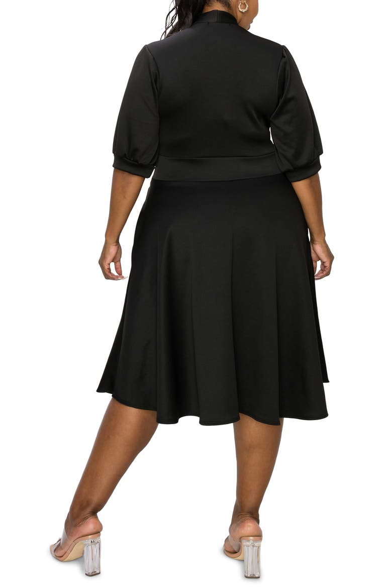 Carina Donna Fit & Flare Midi Dress, Alternate, color, BLACK