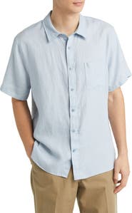 Vince Classic Fit Short Sleeve Linen Shirt