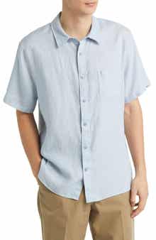Vince Classic Fit Short Sleeve Linen Shirt