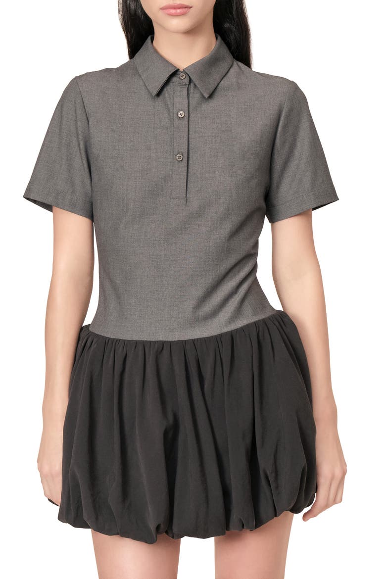 Beth Two-Tone Bubble Minidress, Alternate, color, GREY BLACK