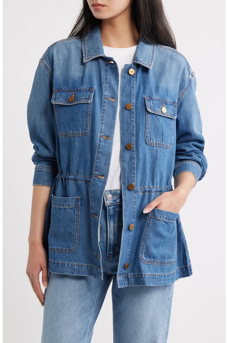 Clarke Cotton Blend Denim Button Front Jacket, Main, color, LA VERNE