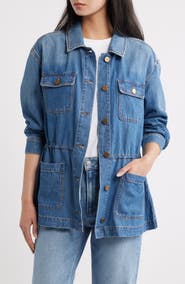 PAIGE Clarke Cotton Blend Denim Button Front Jacket