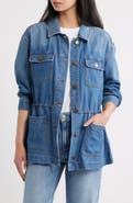 PAIGE Clarke Cotton Blend Denim Button Front Jacket
