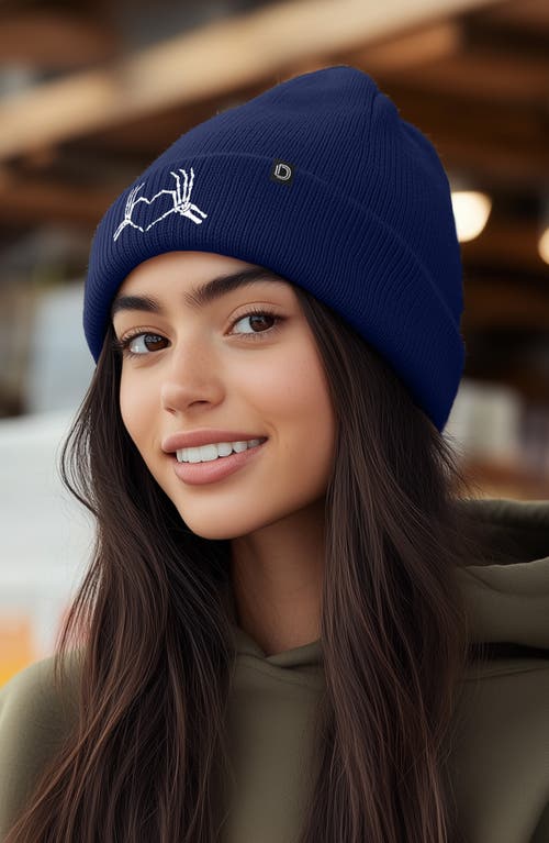 Dalix Heart Of Bones Beanie In Navy Blue