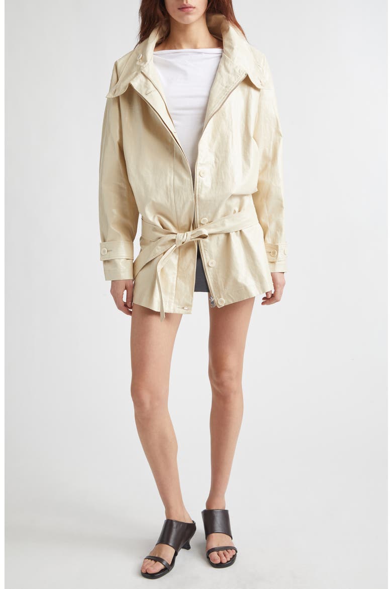 Lebano Coated Linen Coat, Alternate, color, BEIGE
