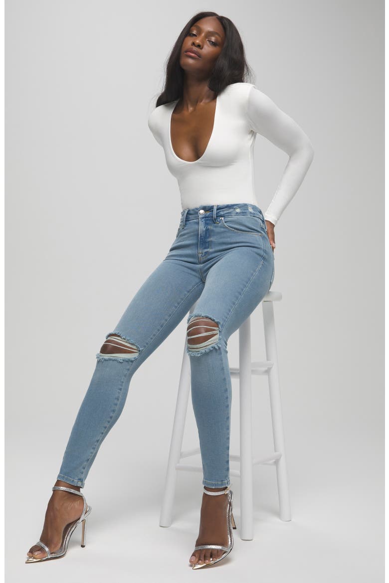 Good Legs High Waist Ripped Ankle Skinny Jeans, Alternate, color, BLUE523