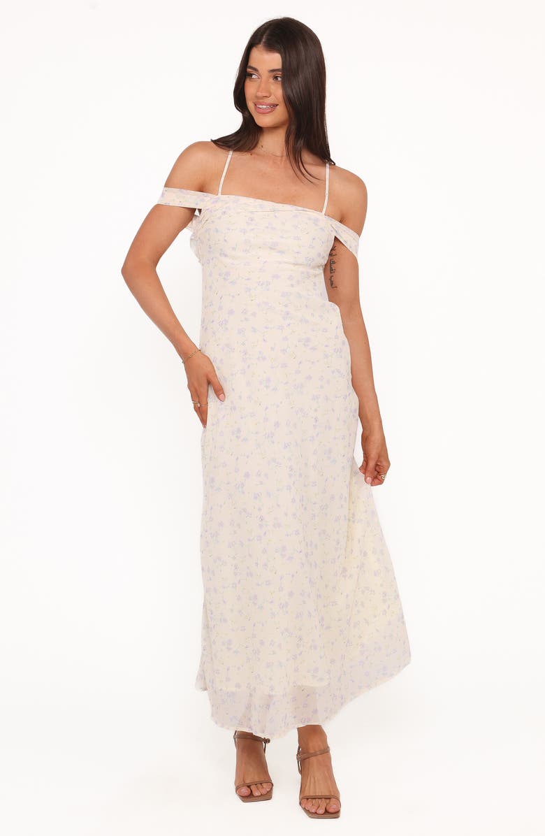 Petal & Pup Elwood Cold Shoulder Maxi Dress, Alternate, color, Yellow Ditsy Floral