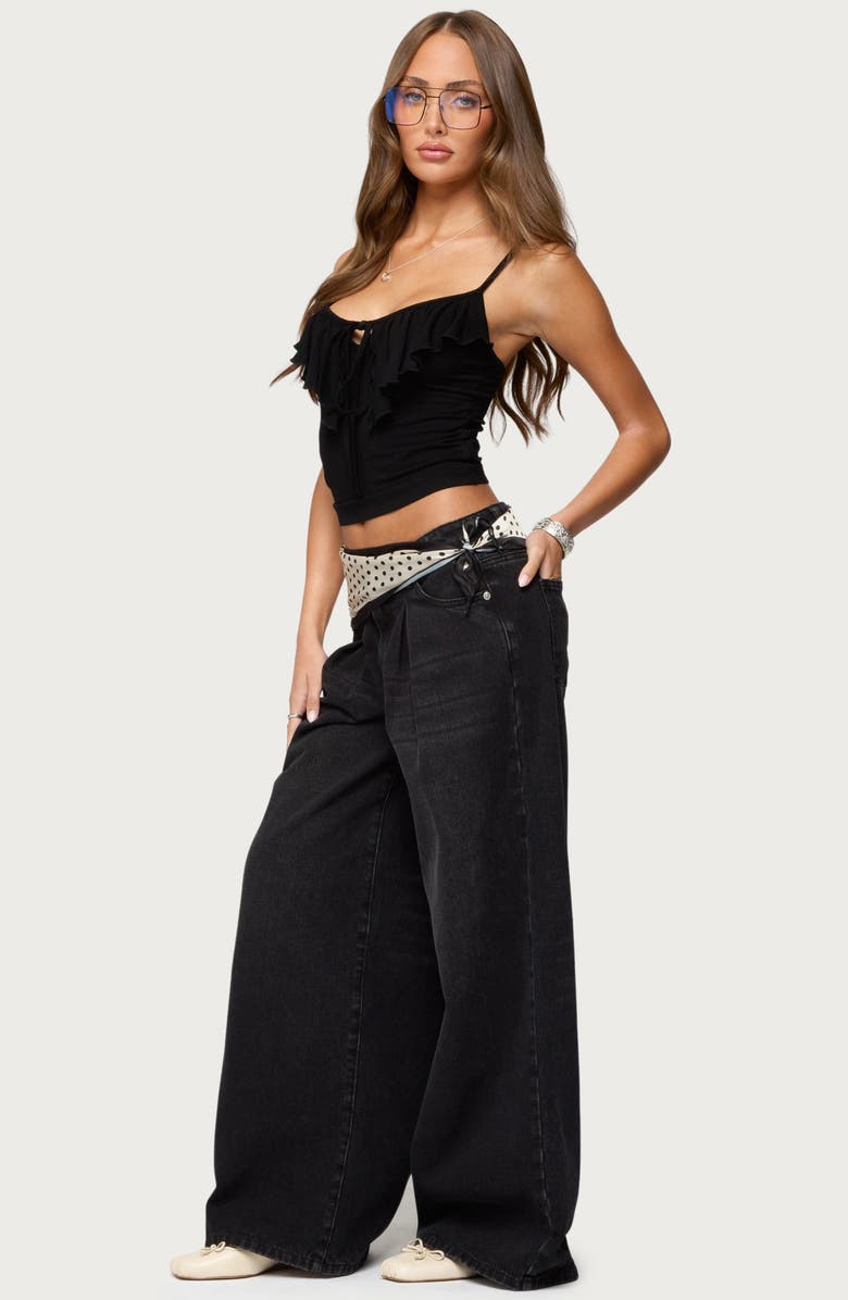 EDIKTED Jezebel Ruffle Camisole, Alternate, color, Black