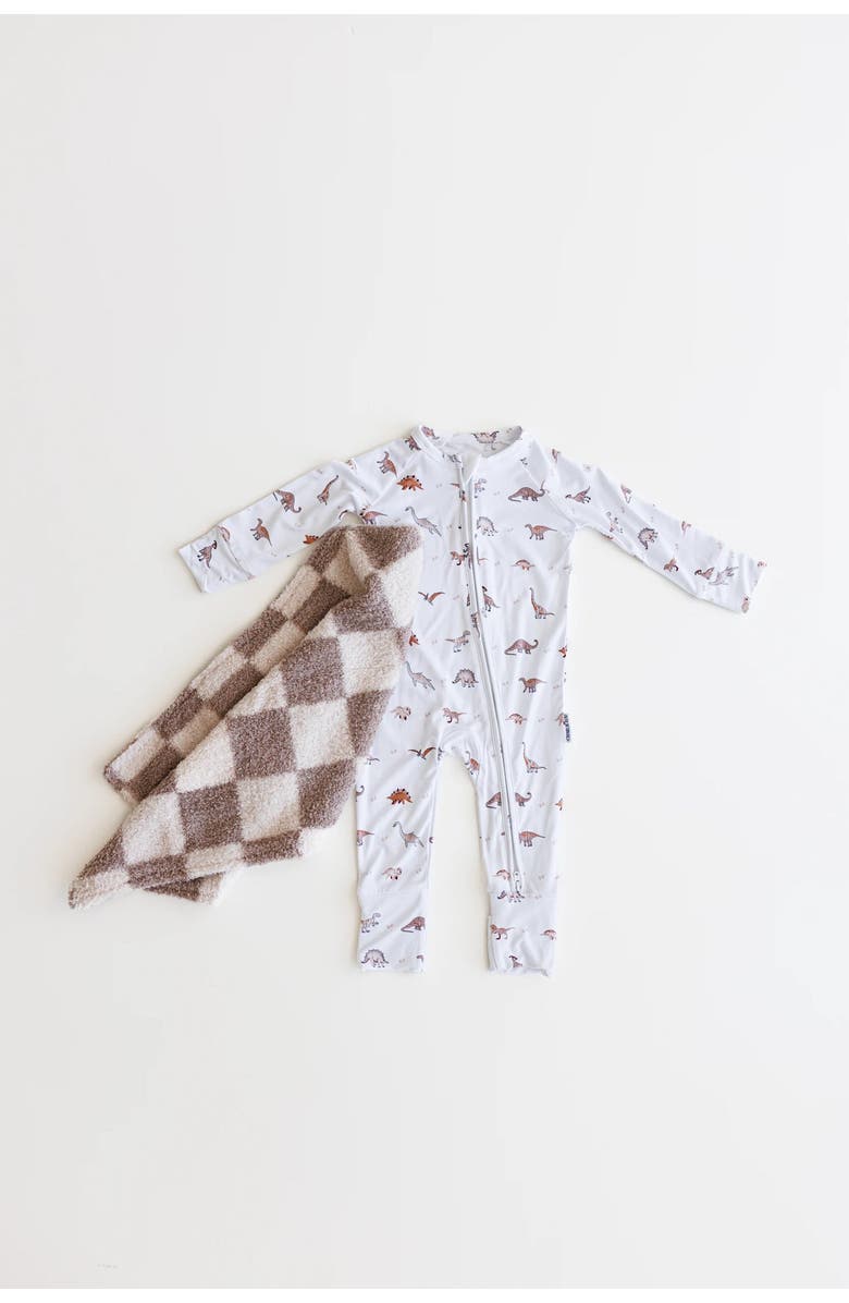 Charlie Lou Baby<sup>®</sup> Neutral Dinosaurs Double Zipper Covertible Romper, Alternate, color, 