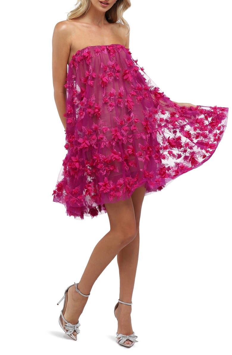 HELSI Bianca Floral Appliqué Strapless Dress, Alternate, color, 