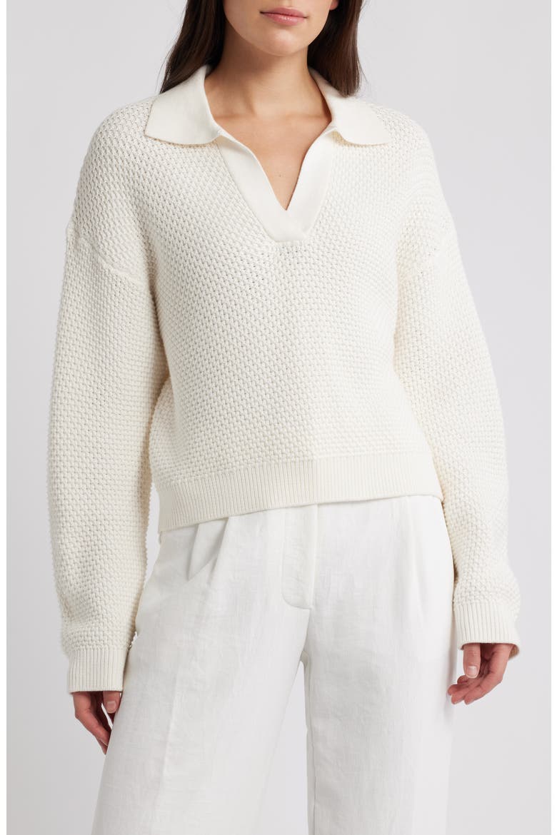 Remy Johnny Collar Sweater, Main, color, WHITE/ SUMMER ROUGE