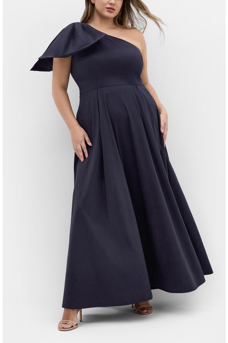 Captivated One Shoulder Maxi Dress, Main, color, NAVY