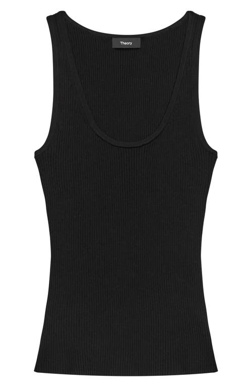 Theory Womens Ribbed Sleeveless Tank Top In Black