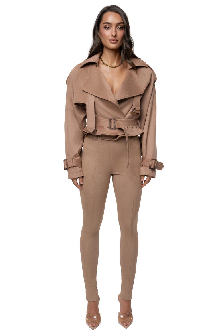 Latte Belted Crop Jacket, Alternate, color, BEIGE