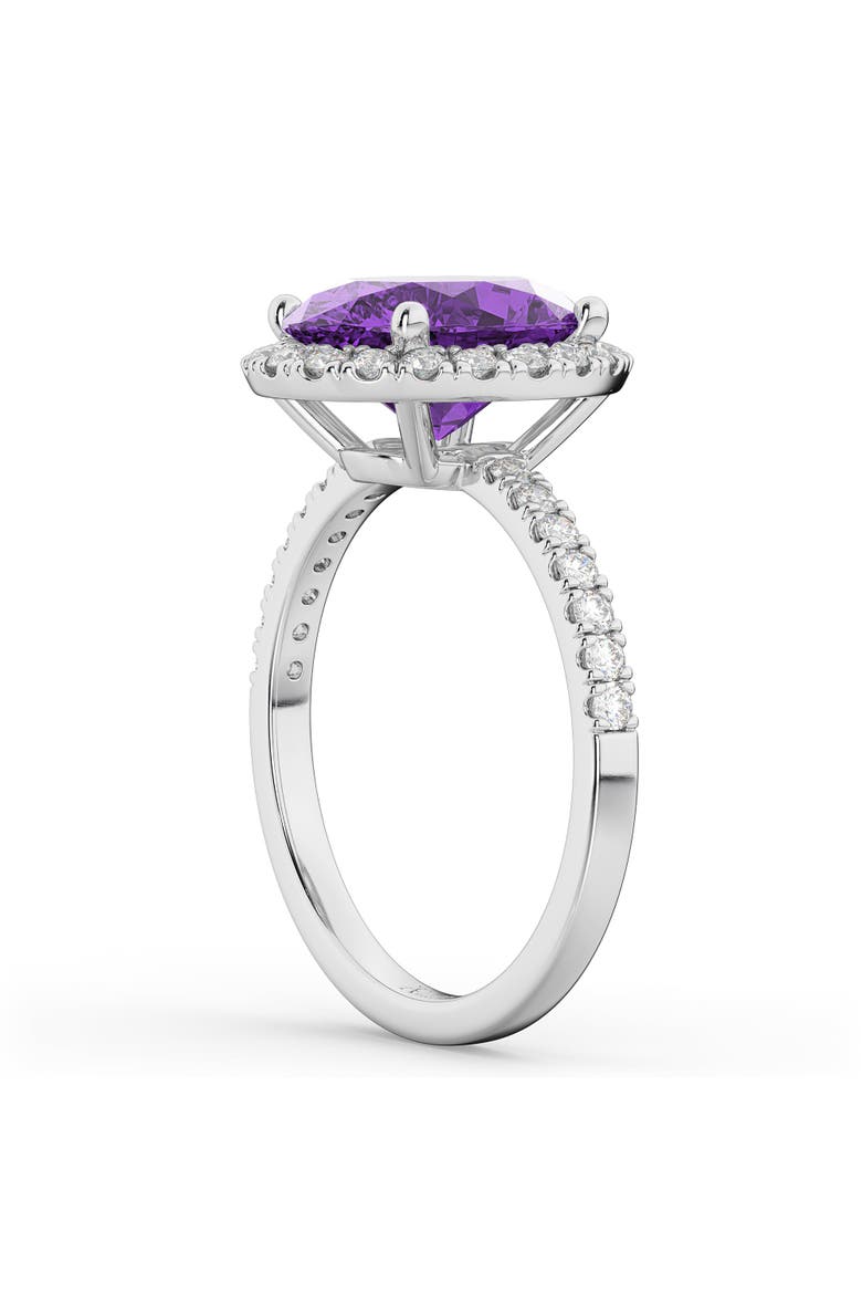 Oval Cut Halo Amethyst & Diamond Engagement Ring 14K, Alternate, color, 2.91ct/White Gold