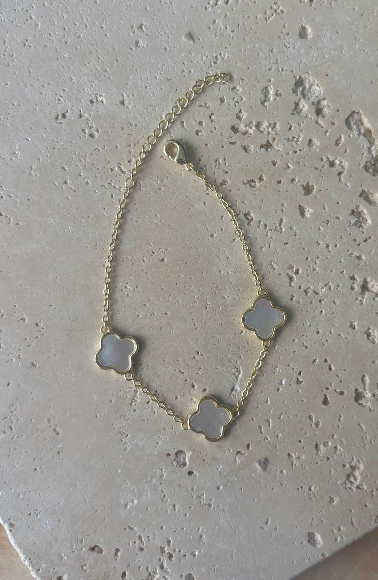 Adornia Mother-of-Pearl Clover Station Bracelet, Alternate, color, Gold-White