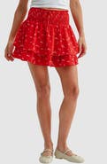 Lush Smocked Waist Ruffle Miniskirt