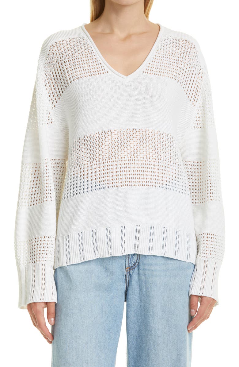 rag & bone Faye Stripe V-Neck Sweater, Main, color, 