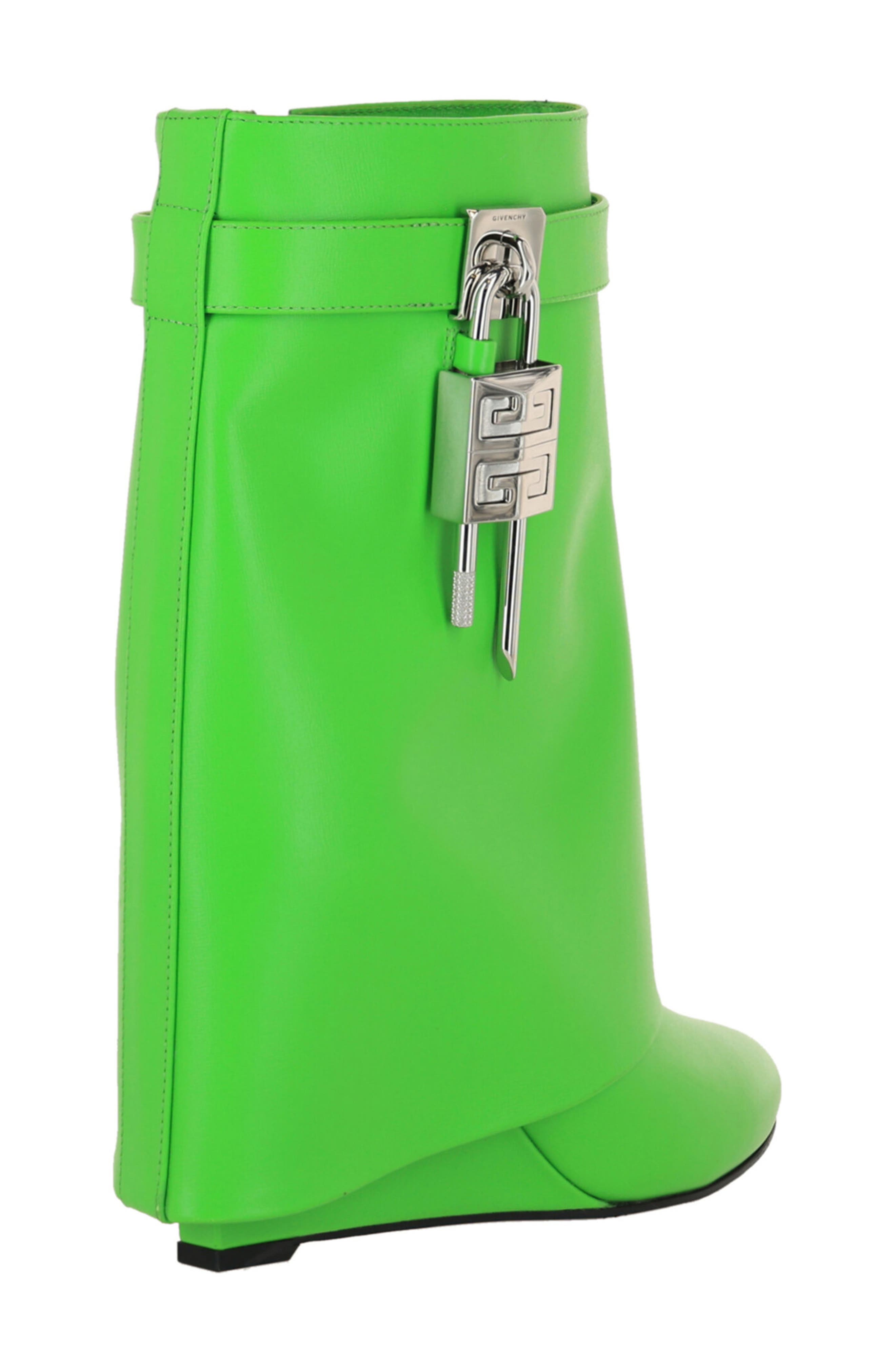 Givenchy Shark Lock Leather Wedge Boot, Alternate, color, Absynthe Green