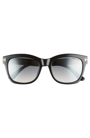Tom Ford Lauren 52mm Square Sunglasses In Shiny Black/smoke Mirror