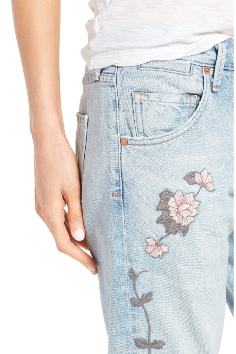 Emerson Slim Boyfriend Jeans, Alternate, color, DISTRESSED ROCK ON ROSES