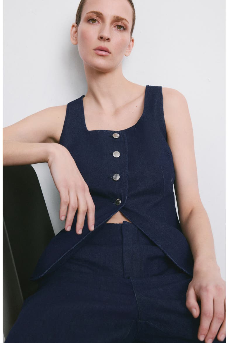 Square Neck Denim Vest, Alternate, color, OPEN BLUE