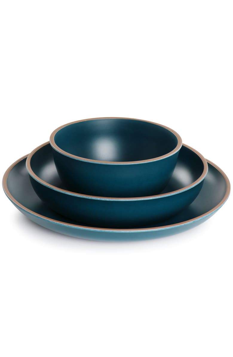 Gibson Home Rockabye 12 Piece Melamine Dinnerware Set, Alternate, color, Blue