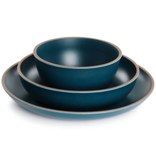 Gibson Home Rockabye 12 Piece Melamine Dinnerware Set In Blue