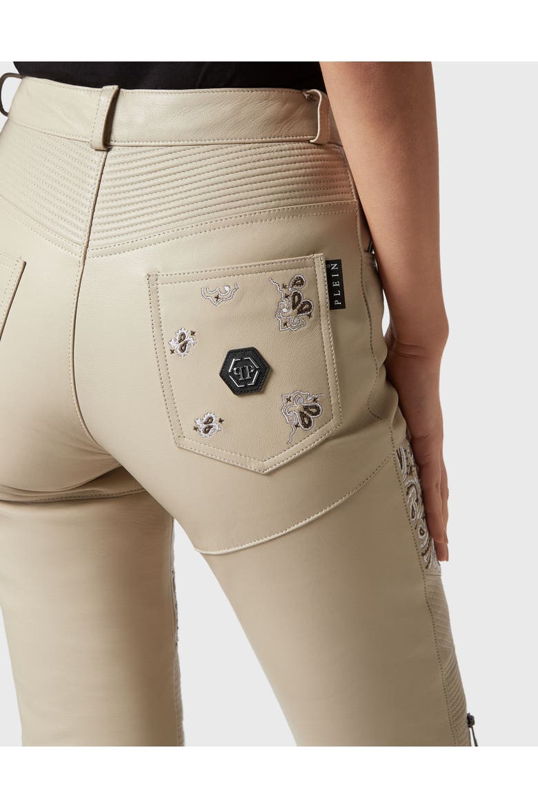 Leather Trousers Paisley Women, Alternate, color, beige