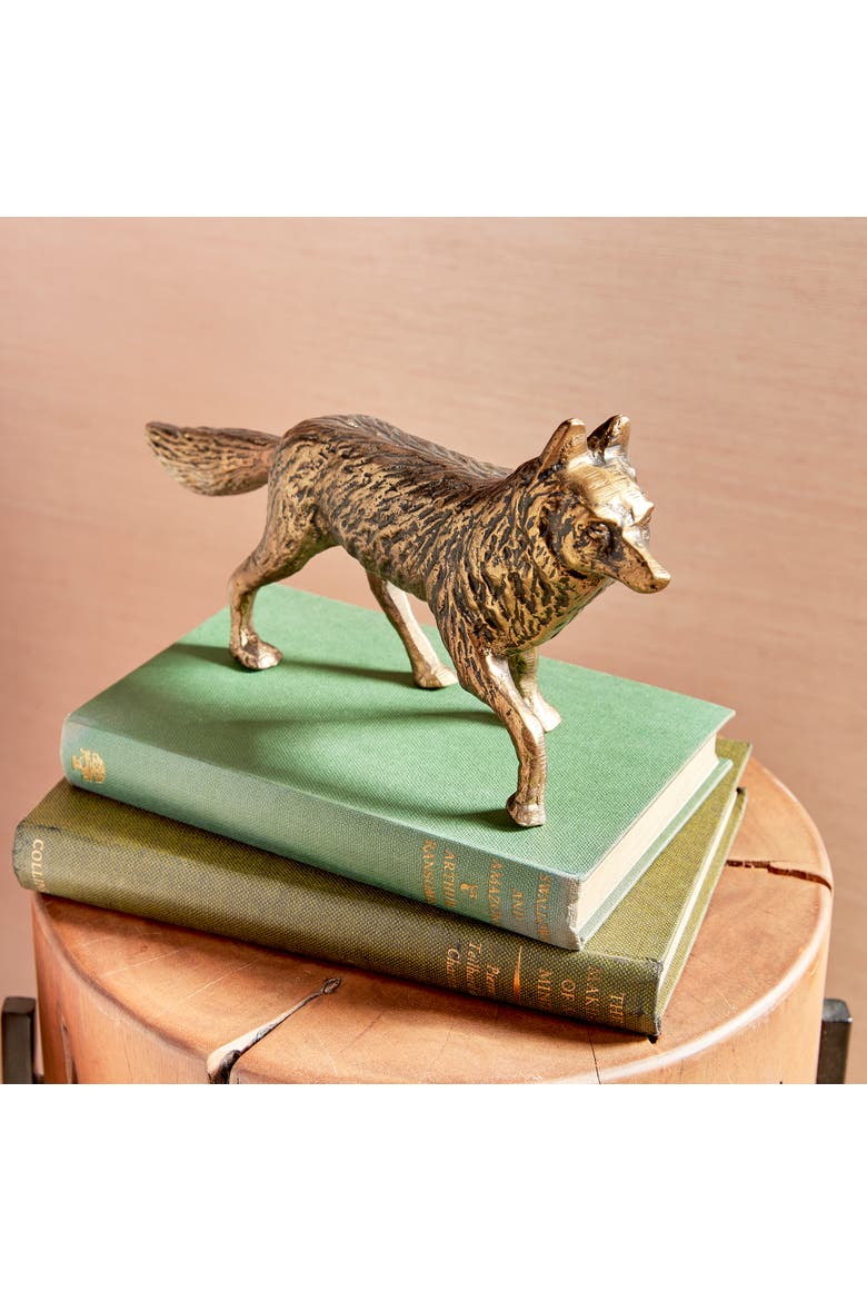 Sly Fox Sculpture, Alternate, color, Gold