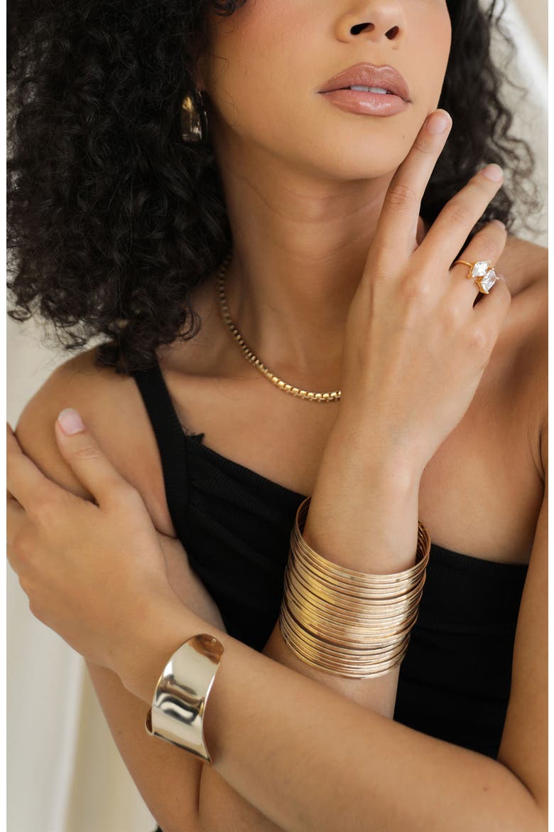 Smooth Cuff Bracelet, Alternate, color, GOLD