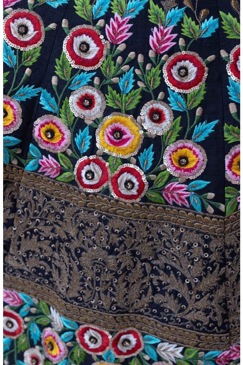 Kaylie Floral Embroidered Gown, Alternate, color, Black