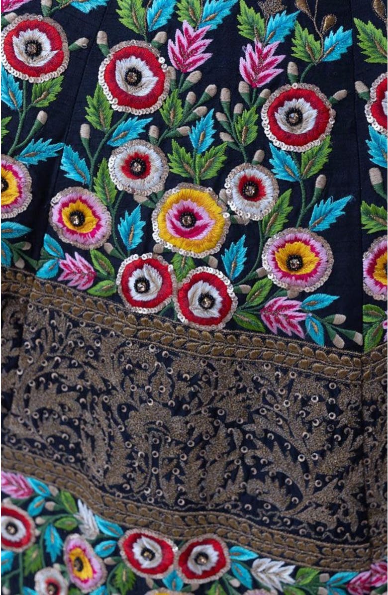 RAAS Kaylie Floral Embroidered Gown, Alternate, color, Black