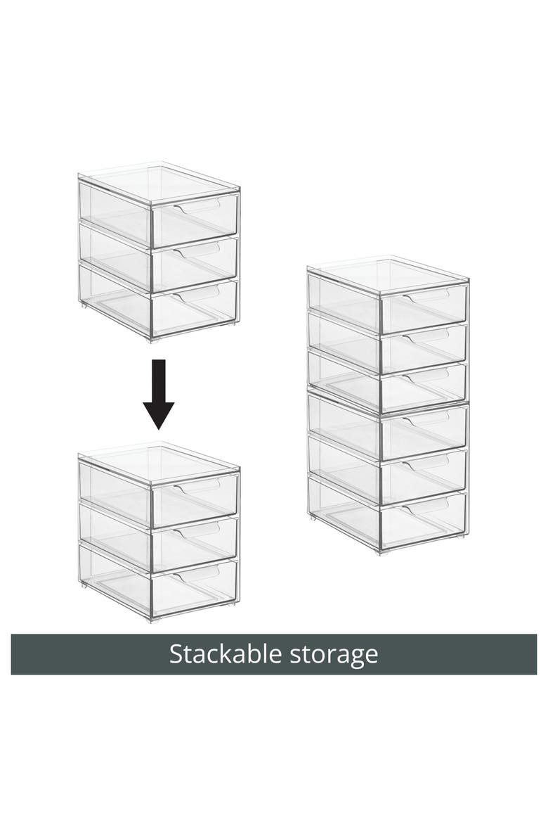 3-Drawer Stackable Organizer - Set of 2 - Clear, Alternate, color, Clear