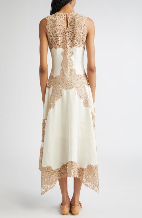 Ulla Johnson Arlette Lace Detail Handkerchief Hem Linen Dress In Neutral