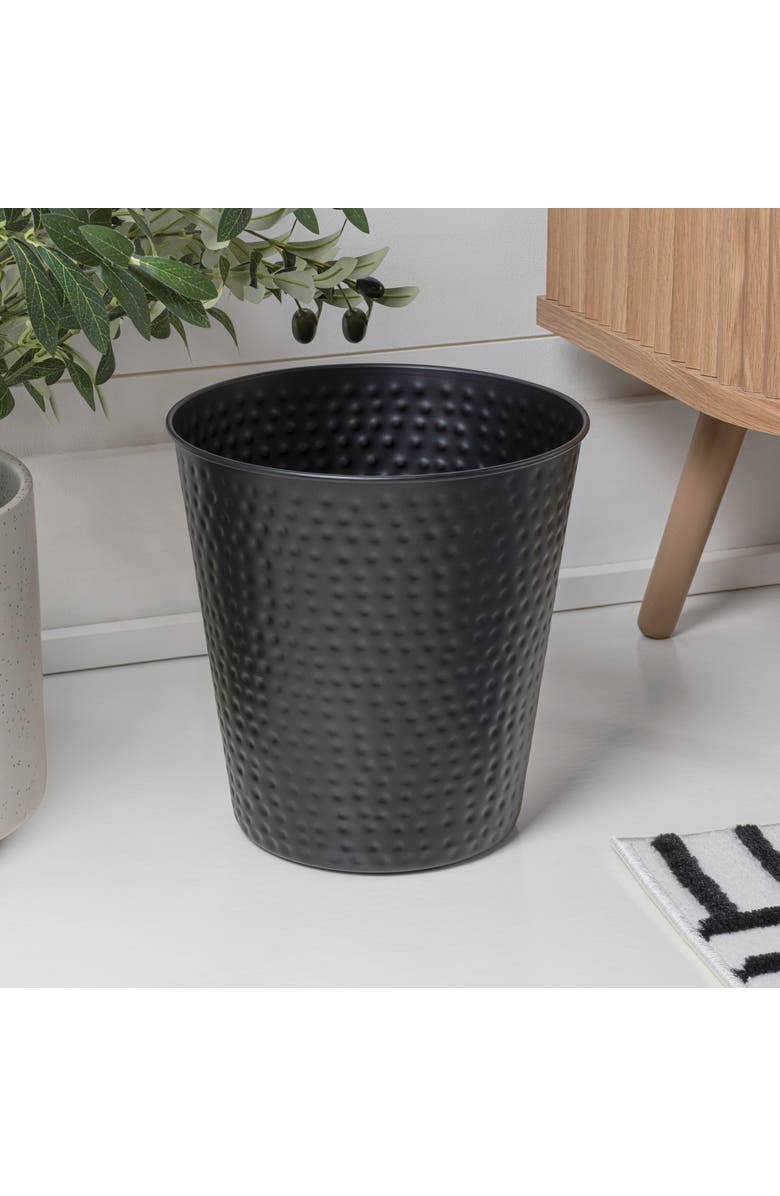 HAPPIMESS Axel Modern Minimalist Hammered Steel 2 Gal Waste Bin, Alternate, color, Matte Black