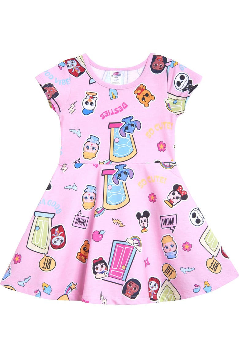 Short Sleeve Skater Dress, Main, color, Doorables Pink