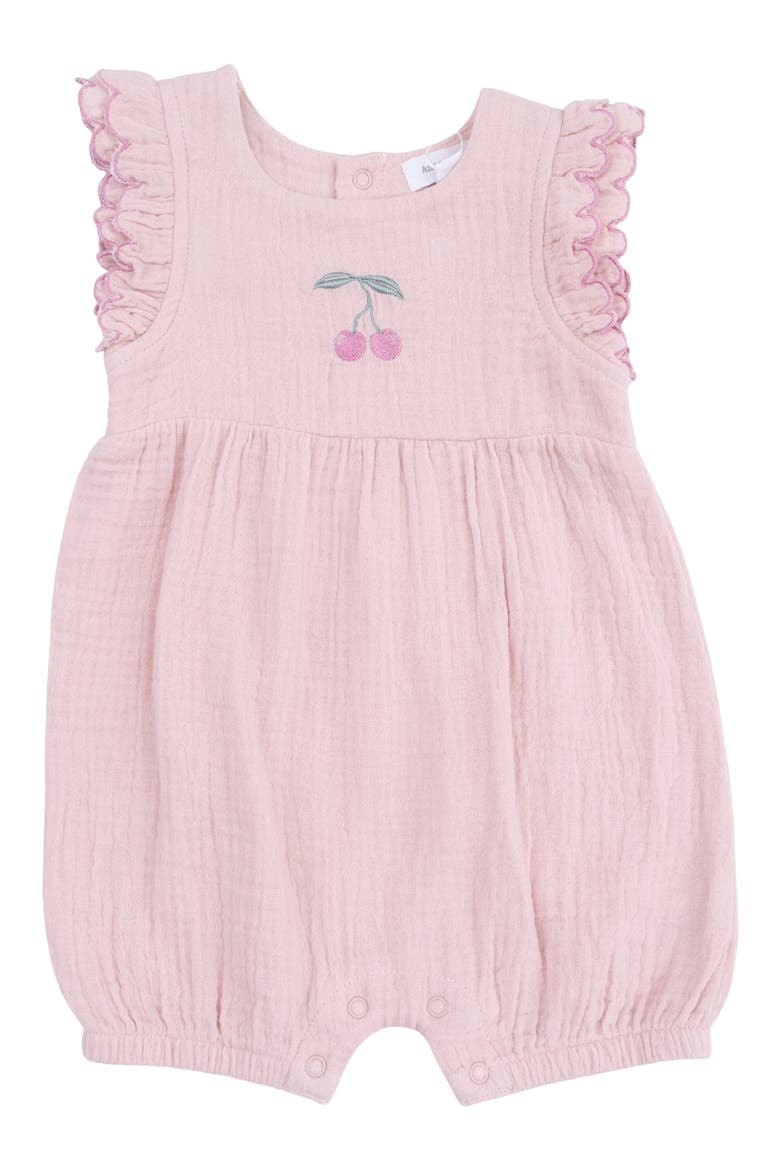Lotus Organic Cotton Muslin Bubble Romper, Main, color, PINK