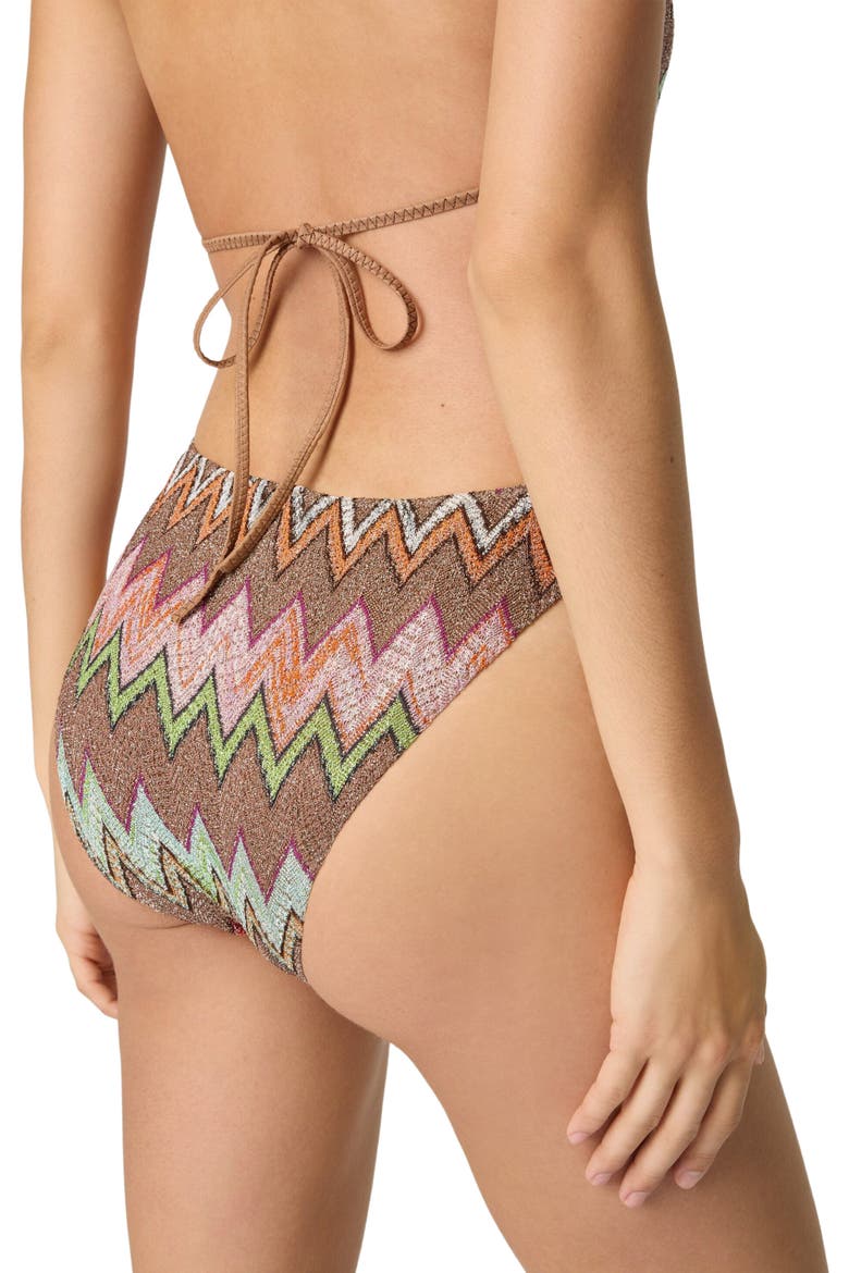 One-piece Swimsuit In Lamé Viscose With Macro Zigzag Pattern, Alternate, color, Black & Multicoloured
