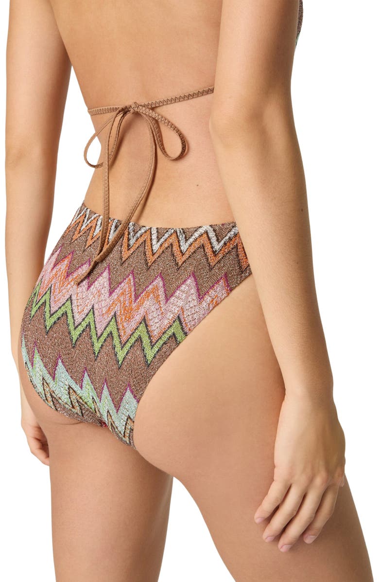 Missoni One-piece Swimsuit In Lamé Viscose With Macro Zigzag Pattern, Alternate, color, Black & Multicoloured