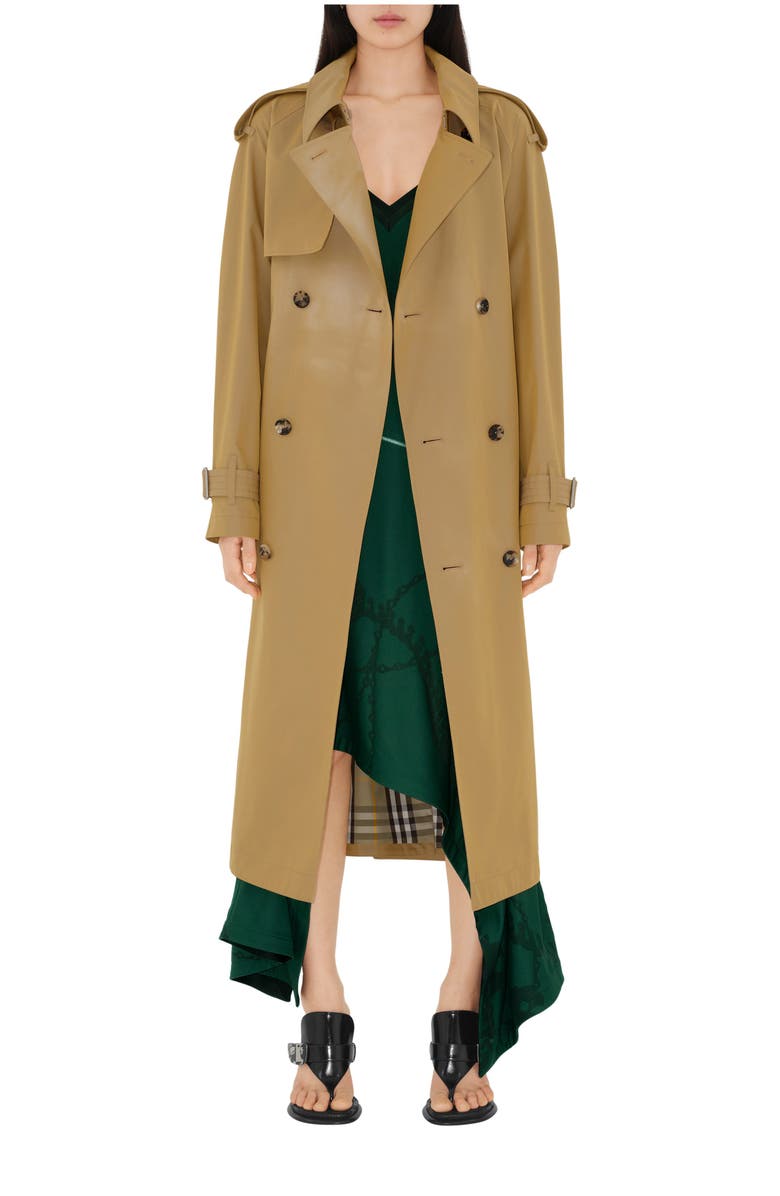 Burberry Long Gabardine Trench Coat, Main, color, 