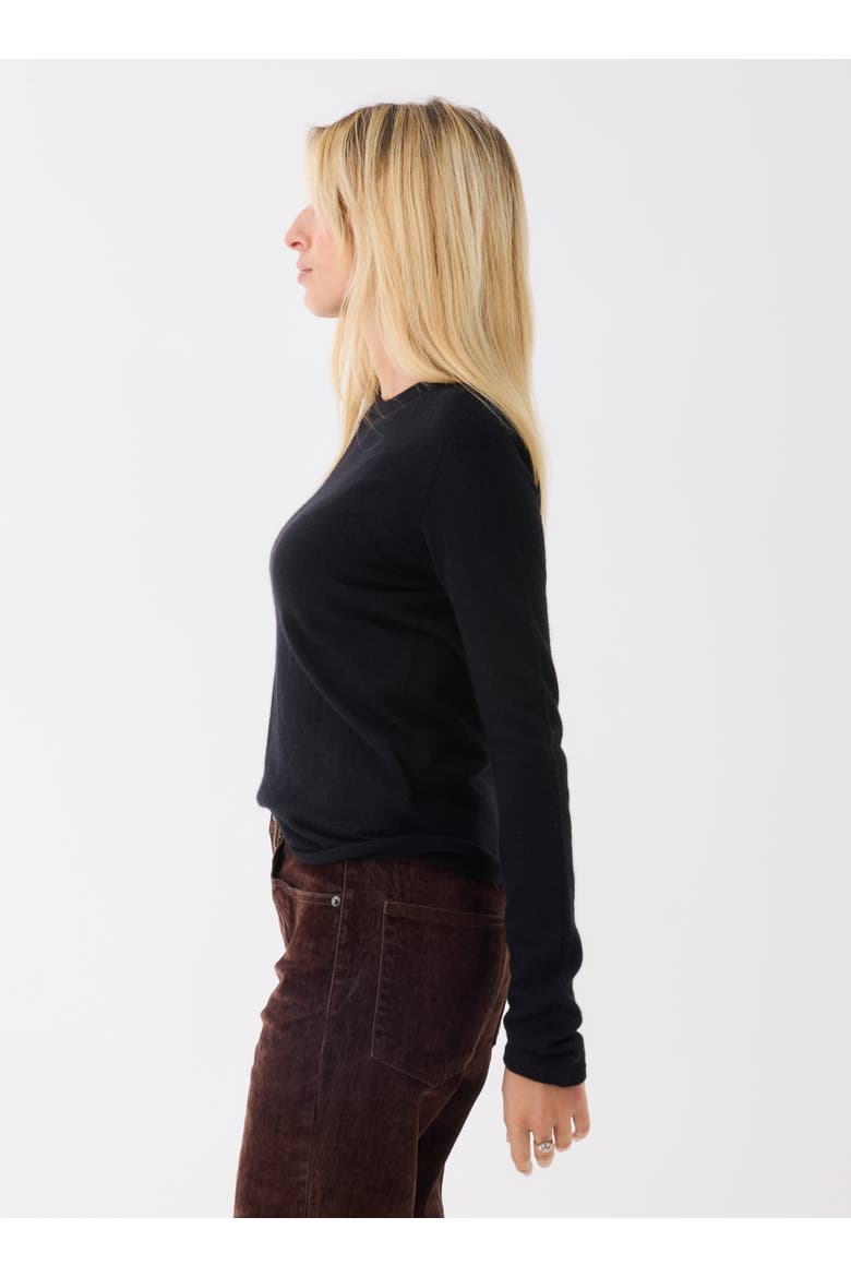 100% Machine Washable Cashmere Long Sleeve Crewneck T-Shirt, Alternate, color, NOIR