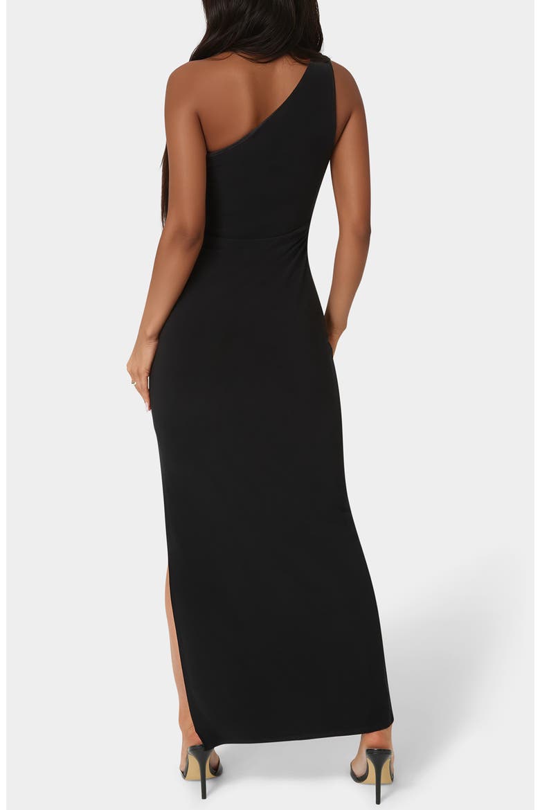 One-Shoulder Slit Maxi Dress, Alternate, color, BLACK