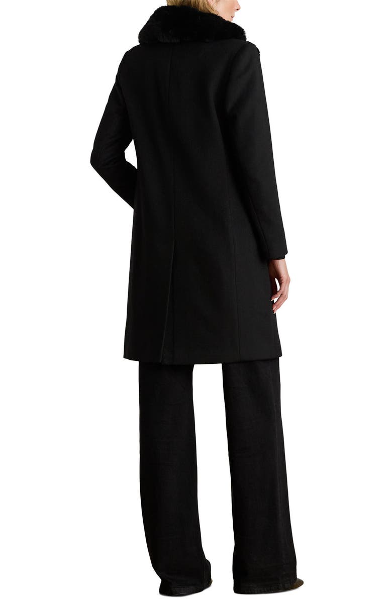 Lauren Ralph Lauren Faux Fur Trim Reefer Jacket, Alternate, color, Black