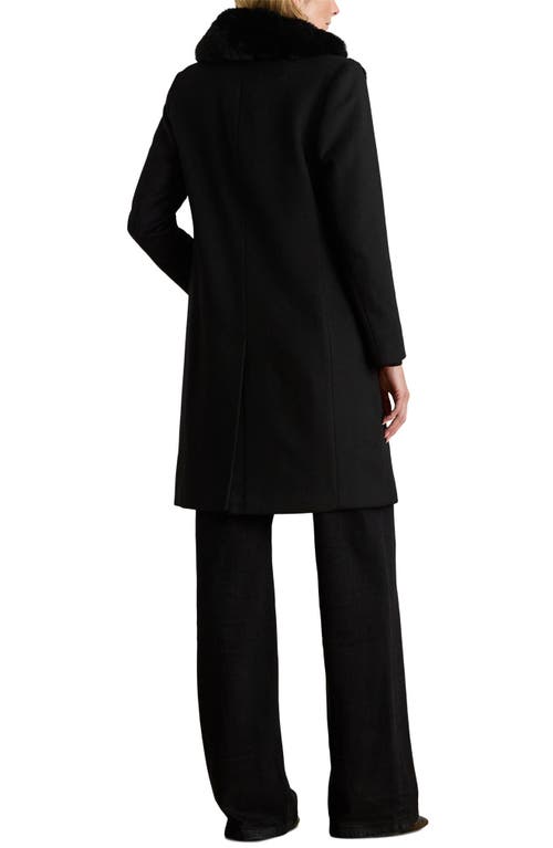 Ralph Lauren Lauren Faux Fur Trim Reefer Jacket In Black