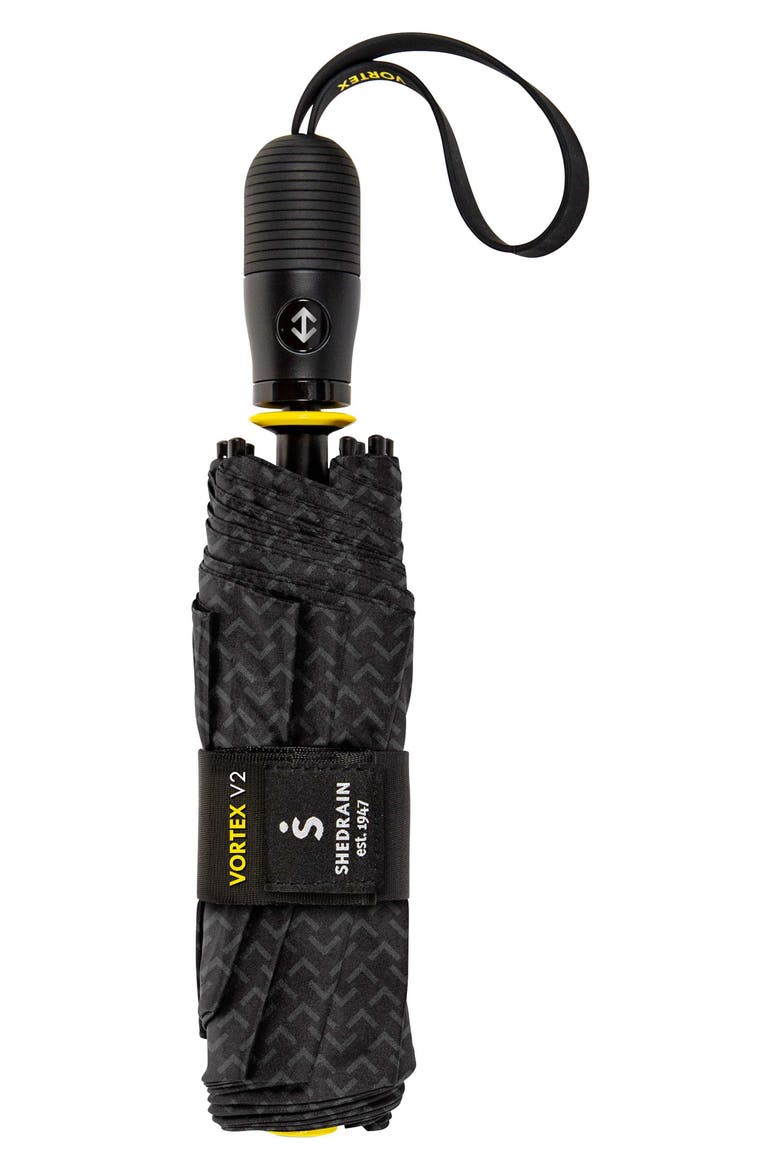 Vortex V2 Recycled Compact Umbrella, Alternate, color, BLACK