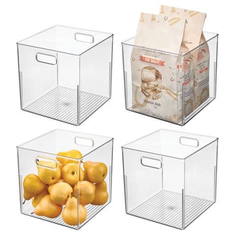 Linus Small Cube Storage Bin with Handles, Set of 4, Clear