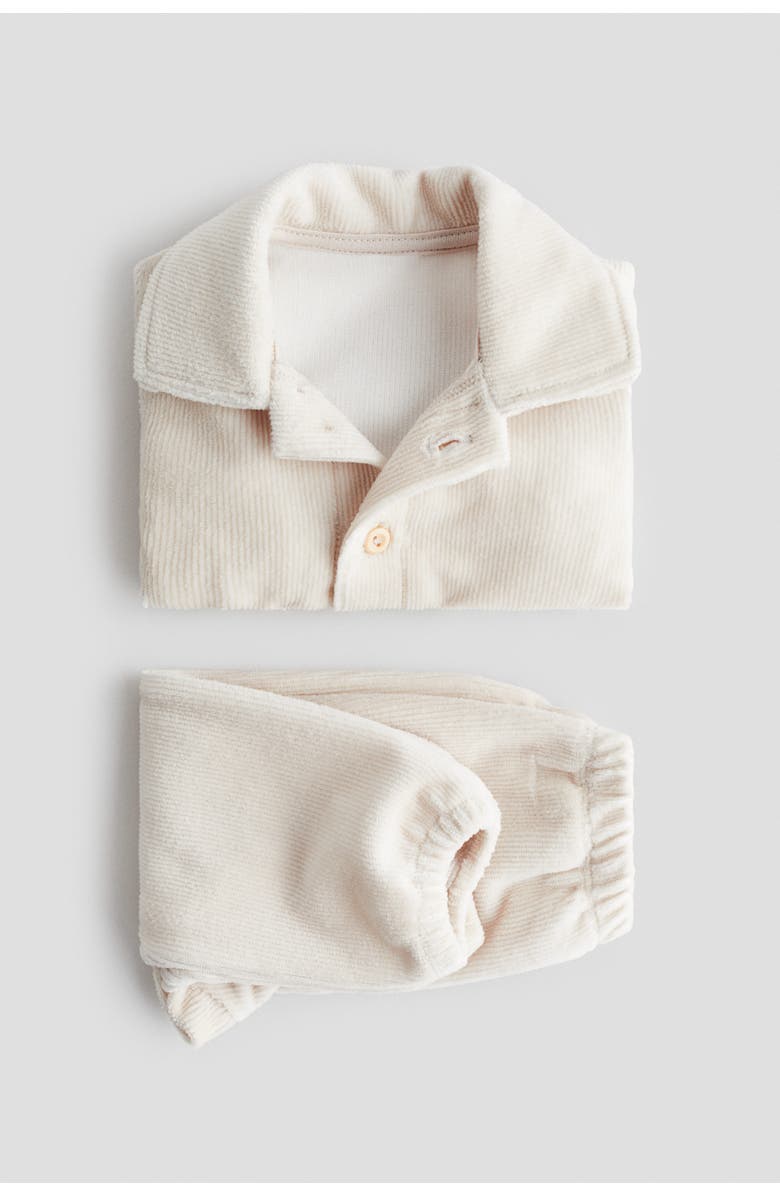 H&M 2-piece Ribbed Velour Set, Alternate, color, Light Beige