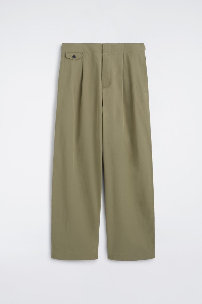 Pocket-detail Relaxed-fit Wide-leg Pants, Alternate, color, KHAKI